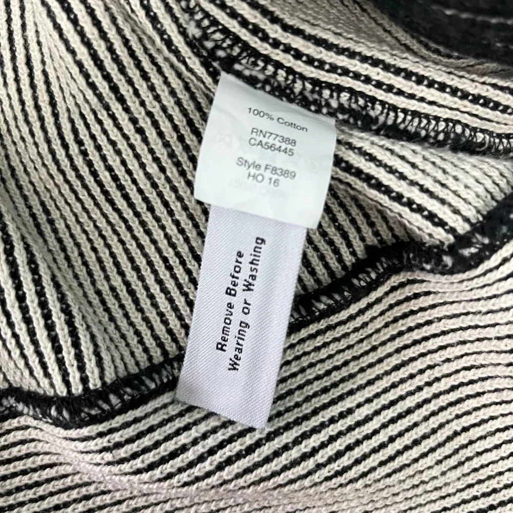 Madewell  MEDIUM French Terry Side Tie Black White Stripe Sweatshirt Top - Picture 8 of 12